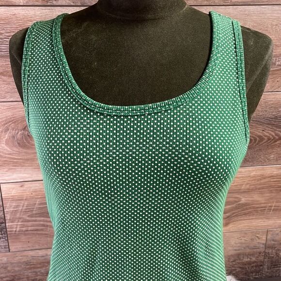 Self Esteem Ladies Polka Dot Green Tank Top Size L, Green with small white dots - Picture 3 of 6